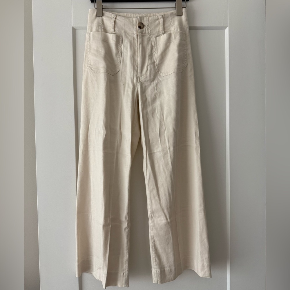 Maeve The Colette Linen Blend Crop Wide-leg Pants